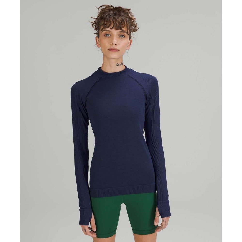 Gorpcore Lululemon Keep the Heat Thermal Long Sleeve Night Sky L Mock Neck